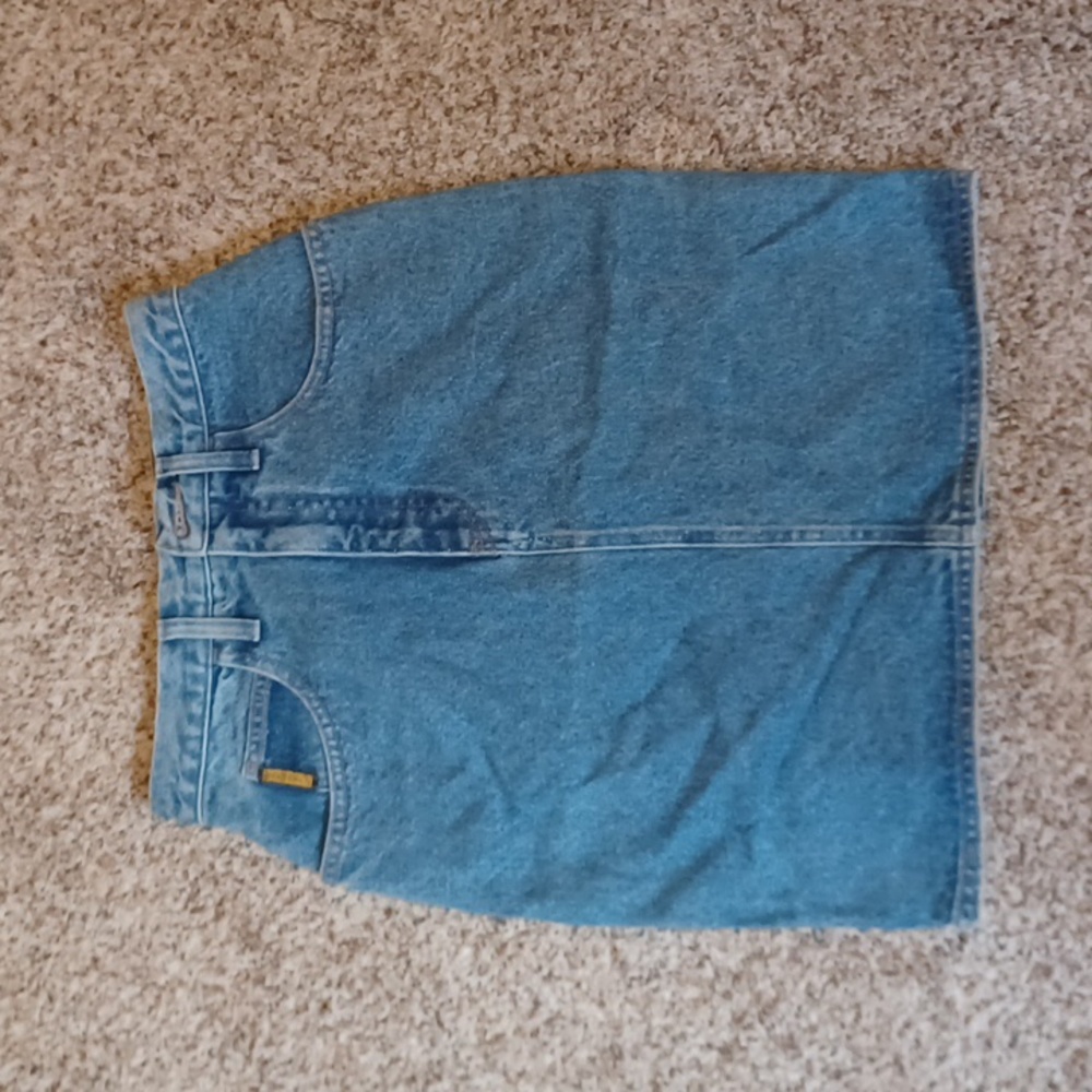 Vintage 80s Armani Denim Pencil Skirt Blue Jeans Size 6